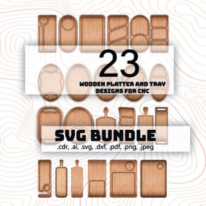 Cutting board svg bundle vector files for router cnc wooden platter outline chopping board svg