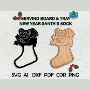 1 Sock for santa cutting board SVG vector files