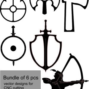 Axe & shield & bow formed platters (19.0 20017)