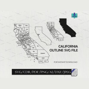 California state svg vector with counties 3