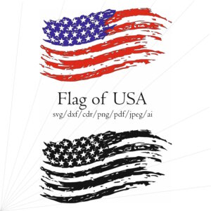 Flag of USA svg printable png files for cnc vector outline silhouette Distressed Flag Of USA