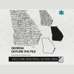 Georgia map svg with counties vector files 3