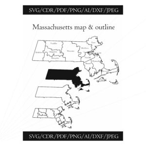 Massachusetts map outline svg vector files for laser cnc