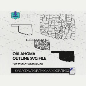 Oklahoma map svg vector outline png silhouette for laser cut cnc 1