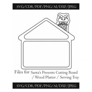 Santa Stuck Christmas New Year Serving Platter SVG vector file