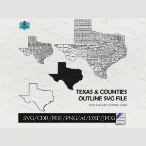 Texas map silhouette outline vector files for cnc 2
