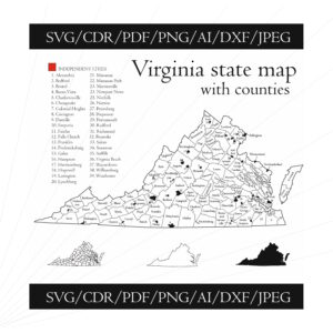 Virginia State Map SVG Bundle with Counties – Vector Files for CNC, Laser Cutting, Cricut, and Engraving Projects Enhance your creative projects with our detailed Virginia map svg bundle, featuring precise county outlines. This all-in-one vector file set is ideal for CNC routing, laser cutting, Cricut crafts, and printable artwork. Perfect for designers, makers, educators, and DIY professionals. ⚬ Included File Formats (ZIP archive): • 1 SVG file – scalable and editable vector • 1 DXF file – for CAD and CNC applications • 1 CDR file – for CorelDRAW users • 1 AI file – for Adobe Illustrator • 1 PDF file – print-ready and laser-compatible • 1 PNG file – with white background • 1 JPEG file – with white background ⚬ CNC & Laser Ready: These Virginia cnc router files are optimized for clean, precise cutting and engraving. All formats (SVG, DXF, CDR, AI, PDF, PNG, JPEG) are fully compatible with machines working on wood, acrylic, vinyl, leather, and other materials. ⚬ How to Use: After purchase, download the ZIP archive. Extract the files to your device. Open them in your preferred software: Illustrator, CorelDRAW, Inkscape, Silhouette Studio, etc. Resize, customize, cut, engrave, or print — all files are ready to go. ⚬ Perfect For: – State map art and classroom materials – Laser-cut signage and engraved panels – Virginia svg stickers and vinyl decals – Personalized gifts and home decorations – CNC and Cricut DIY projects Bring your vision to life with this Virginia svg bundle — machine-tested and built for performance across all major design and cutting platforms. ⚬ How to Download: After checkout, the download link will appear on the confirmation page and be sent to your email. If it doesn’t arrive, check your spam folder or contact us — we’re happy to help. 🙌 Need assistance? Message us anytime — we respond fast and are glad to assist! ‼️ Files come in standard size but can be easily resized in your design, laser, or CNC software. Clean, scalable, and production-ready.