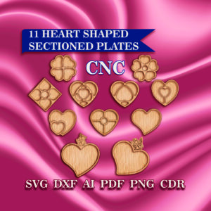 Heart shaped cutting boards and plates svg vector file
