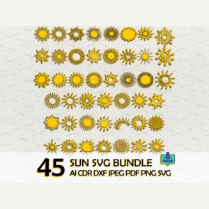 1-1 Sun svg bundle vector file for cnc laser cut design elements files4cnc.com 1
