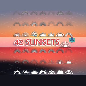 1-2 Sunset svg vector files design elements dxf for laser cut and cnc files4cnc.com 1-1